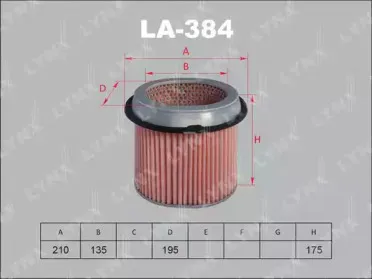 LA-384 LYNXauto Воздушный фильтр LA-384 LYNXauto Воздушный фильтр
