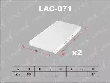 LAC-071 LYNXauto Фильтр, воздух во внутренном пространстве LAC-071 LYNXauto Фильтр, воздух во внутренном пространстве