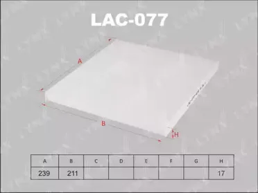 LAC-077 LYNXauto Фильтр, воздух во внутренном пространстве LAC-077 LYNXauto Фильтр, воздух во внутренном пространстве
