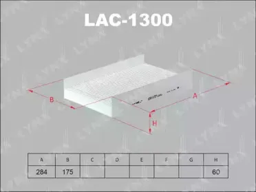 LAC-1300 LYNXauto Фильтр, воздух во внутренном пространстве LAC-1300 LYNXauto Фильтр, воздух во внутренном пространстве