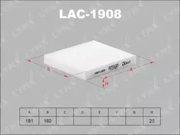 LAC-1908 LYNXauto Фильтр, воздух во внутренном пространстве LAC-1908 LYNXauto Фильтр, воздух во внутренном пространстве