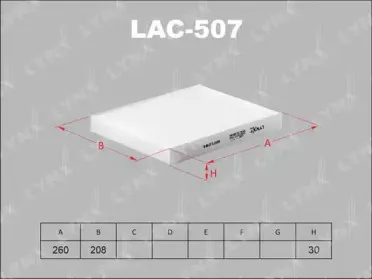 LAC-507 LYNXauto Фильтр, воздух во внутренном пространстве LAC-507 LYNXauto Фильтр, воздух во внутренном пространстве