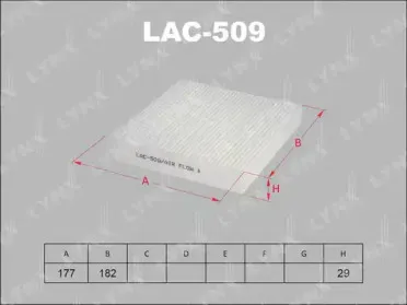 LAC-509 LYNXauto Фильтр, воздух во внутренном пространстве LAC-509 LYNXauto Фильтр, воздух во внутренном пространстве