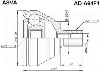 AD-A64F1 ASVA Шарнирный комплект, приводной вал AD-A64F1 ASVA Шарнирный комплект, приводной вал