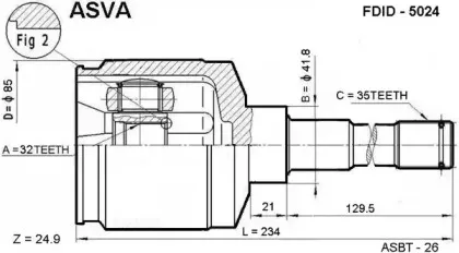 FDID-5024 ASVA Шарнирный комплект, приводной вал FDID-5024 ASVA Шарнирный комплект, приводной вал