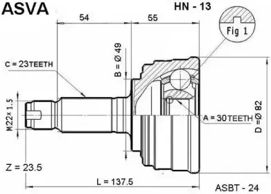 HN-13 ASVA Шарнирный комплект, приводной вал HN-13 ASVA Шарнирный комплект, приводной вал