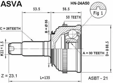 HN-24A50 ASVA Шарнирный комплект, приводной вал HN-24A50 ASVA Шарнирный комплект, приводной вал