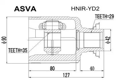 HNIR-YD2 ASVA Шарнирный комплект, приводной вал HNIR-YD2 ASVA Шарнирный комплект, приводной вал