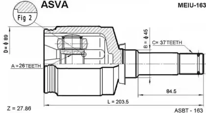 MEIU-163 ASVA Шарнирный комплект, приводной вал MEIU-163 ASVA Шарнирный комплект, приводной вал