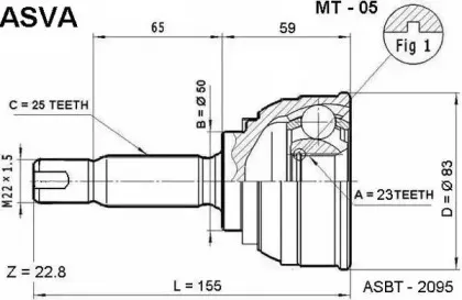 MT-05 ASVA Шарнирный комплект, приводной вал MT-05 ASVA Шарнирный комплект, приводной вал