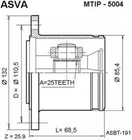 MTIP-5004 ASVA Шарнирный комплект, приводной вал MTIP-5004 ASVA Шарнирный комплект, приводной вал