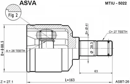 MTIU-5022 ASVA Шарнирный комплект, приводной вал MTIU-5022 ASVA Шарнирный комплект, приводной вал