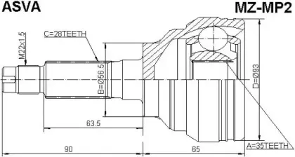 MZ-MP2 ASVA Шарнирный комплект, приводной вал MZ-MP2 ASVA Шарнирный комплект, приводной вал