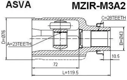 MZIR-M3A2 ASVA Шарнирный комплект, приводной вал MZIR-M3A2 ASVA Шарнирный комплект, приводной вал