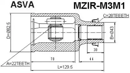 MZIR-M3M1 ASVA Шарнирный комплект, приводной вал MZIR-M3M1 ASVA Шарнирный комплект, приводной вал