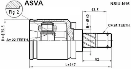 NSIU-N16 ASVA Шарнирный комплект, приводной вал NSIU-N16 ASVA Шарнирный комплект, приводной вал