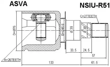 NSIU-R51 ASVA Шарнирный комплект, приводной вал NSIU-R51 ASVA Шарнирный комплект, приводной вал