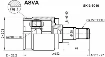 SK-3-5010 ASVA Шарнирный комплект, приводной вал SK-3-5010 ASVA Шарнирный комплект, приводной вал