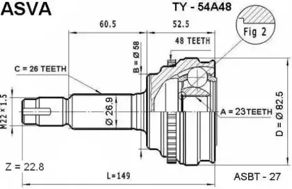 TY-54A48 ASVA Шарнирный комплект, приводной вал TY-54A48 ASVA Шарнирный комплект, приводной вал
