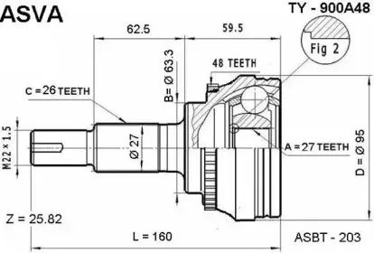 TY-900A48 ASVA Шарнирный комплект, приводной вал TY-900A48 ASVA Шарнирный комплект, приводной вал