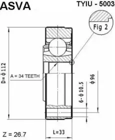TYIU-5003 ASVA Шарнирный комплект, приводной вал TYIU-5003 ASVA Шарнирный комплект, приводной вал