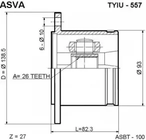 TYIU-557 ASVA Шарнирный комплект, приводной вал TYIU-557 ASVA Шарнирный комплект, приводной вал