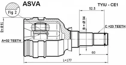 TYIU-CE1 ASVA Шарнирный комплект, приводной вал TYIU-CE1 ASVA Шарнирный комплект, приводной вал