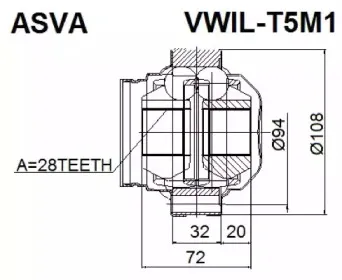 VWIL-T5M1 ASVA Шарнирный комплект, приводной вал VWIL-T5M1 ASVA Шарнирный комплект, приводной вал