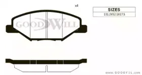 1090 F GOODWILL Комплект тормозных колодок, дисковый тормоз 1090 F GOODWILL Комплект тормозных колодок, дисковый тормоз