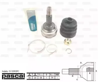 G12092PC PASCAL Шарнирный комплект, приводной вал G12092PC PASCAL Шарнирный комплект, приводной вал