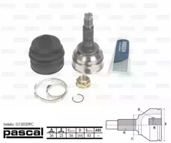 G13020PC PASCAL Шарнирный комплект, приводной вал G13020PC PASCAL Шарнирный комплект, приводной вал