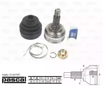 G14019PC PASCAL Шарнирный комплект, приводной вал G14019PC PASCAL Шарнирный комплект, приводной вал