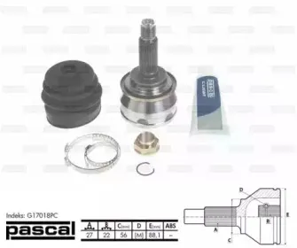 G17018PC PASCAL Шарнирный комплект, приводной вал G17018PC PASCAL Шарнирный комплект, приводной вал