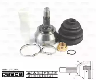 G1D006PC PASCAL Шарнирный комплект, приводной вал G1D006PC PASCAL Шарнирный комплект, приводной вал