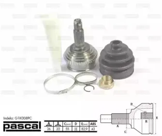 G1K008PC PASCAL Шарнирный комплект, приводной вал G1K008PC PASCAL Шарнирный комплект, приводной вал