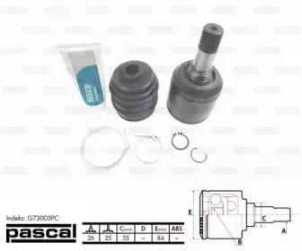 G73003PC PASCAL Шарнирный комплект, приводной вал G73003PC PASCAL Шарнирный комплект, приводной вал