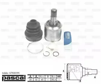 G7K001PC PASCAL Шарнирный комплект, приводной вал G7K001PC PASCAL Шарнирный комплект, приводной вал