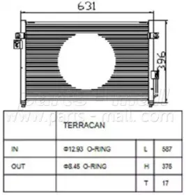 PXNCA-016 PARTS-MALL Конденсатор, кондиционер PXNCA-016 PARTS-MALL Конденсатор, кондиционер