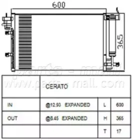 PXNCB-048 PARTS-MALL Конденсатор, кондиционер PXNCB-048 PARTS-MALL Конденсатор, кондиционер