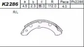 K2286 ASIMCO Комплект тормозных колодок K2286 ASIMCO Комплект тормозных колодок