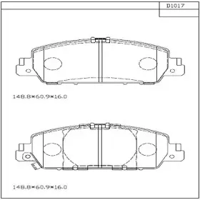 KD1017 ASIMCO Комплект тормозных колодок, дисковый тормоз KD1017 ASIMCO Комплект тормозных колодок, дисковый тормоз