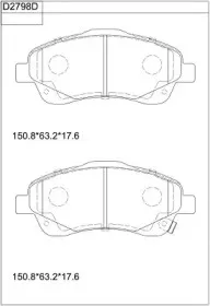 KD2798D ASIMCO Комплект тормозных колодок, дисковый тормоз KD2798D ASIMCO Комплект тормозных колодок, дисковый тормоз