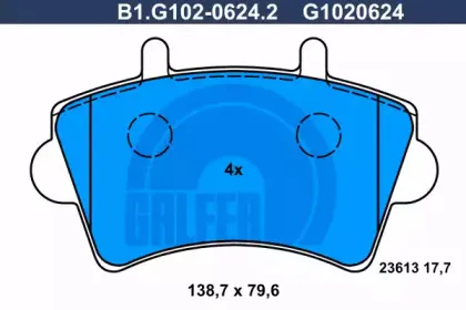 B1.G102-0624.2 GALFER Комплект тормозных колодок, дисковый тормоз B1.G102-0624.2 GALFER Комплект тормозных колодок, дисковый тормоз