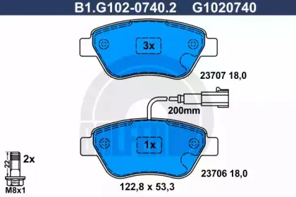 B1.G102-0740.2 GALFER Комплект тормозных колодок, дисковый тормоз B1.G102-0740.2 GALFER Комплект тормозных колодок, дисковый тормоз