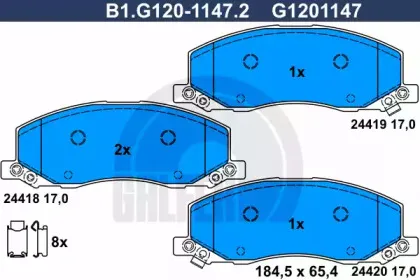 B1.G120-1147.2 GALFER Комплект тормозных колодок, дисковый тормоз B1.G120-1147.2 GALFER Комплект тормозных колодок, дисковый тормоз