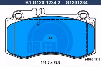 B1.G120-1234.2 GALFER Комплект тормозных колодок, дисковый тормоз B1.G120-1234.2 GALFER Комплект тормозных колодок, дисковый тормоз