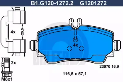 B1.G120-1272.2 GALFER Комплект тормозных колодок, дисковый тормоз B1.G120-1272.2 GALFER Комплект тормозных колодок, дисковый тормоз