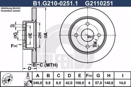 B1.G210-0251.1 GALFER Тормозной диск B1.G210-0251.1 GALFER Тормозной диск