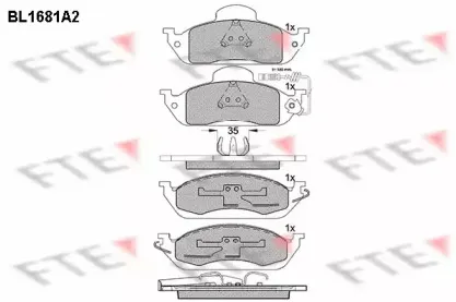 BL1681A2 FTE Комплект тормозных колодок, дисковый тормоз BL1681A2 FTE Комплект тормозных колодок, дисковый тормоз