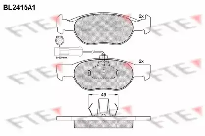 BL2415A1 FTE Комплект тормозных колодок, дисковый тормоз BL2415A1 FTE Комплект тормозных колодок, дисковый тормоз